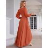imageEverPretty Womens Fall Elegant A Line V Neck Ruched High Low Long Sleeve Formal Wedding Guest Dresses 2043Burnt Orange