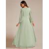 imageEverPretty Womens Fall Elegant A Line V Neck Ruched High Low Long Sleeve Formal Wedding Guest Dresses 2043Mint Green