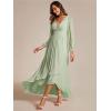imageEverPretty Womens Fall Elegant A Line V Neck Ruched High Low Long Sleeve Formal Wedding Guest Dresses 2043Mint Green