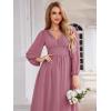 imageEverPretty Womens Fall Elegant A Line V Neck Ruched High Low Long Sleeve Formal Wedding Guest Dresses 2043Orchid