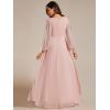 imageEverPretty Womens Fall Elegant A Line V Neck Ruched High Low Long Sleeve Formal Wedding Guest Dresses 2043Pink
