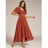 imageEverPretty Womens Formal Dress V Neck Ruffles Sleeves Empire Waist A Line Pleated Chiffon Evening Dresses 41981Burnt Orange