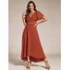 imageEverPretty Womens Formal Dress V Neck Ruffles Sleeves Empire Waist A Line Pleated Chiffon Evening Dresses 41981Burnt Orange
