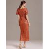 imageEverPretty Womens Gorgeous V Neck Sequin Tulle Short Sleeves Bodycon Maxi Formal Evening Gowns 02370Burnt Orange