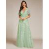 imageEverPretty Womens Sequin Sparkly VNeck Short Sleeve ALine Floor Length Formal Evening DressMint Green