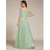 imageEverPretty Womens Sequin Sparkly VNeck Short Sleeve ALine Floor Length Formal Evening DressMint Green