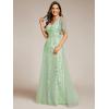 imageEverPretty Womens Sequin Sparkly VNeck Short Sleeve ALine Floor Length Formal Evening DressMint Green