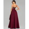 imageEverPretty Womens Sexy VNeck Aline HighLow Backless Sequin Wedding Guest Dress 00667Burgundy
