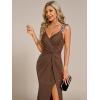 imageEverPretty Womens V Neck Stretchy Glitter Bodycon Sleeveless High Split Formal Wedding Guest DressesCoffee