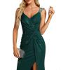 imageEverPretty Womens V Neck Stretchy Glitter Bodycon Sleeveless High Split Formal Wedding Guest DressesDark Green