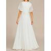 imageEverPretty Womens VNeck Flutter Sleeve Long Chiffon ALine Appliqued Waist Bridesmaid DressCream