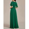 imageEverPretty Womens VNeck Flutter Sleeve Long Chiffon ALine Appliqued Waist Bridesmaid DressDeep Green