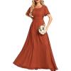 imageEverPretty Womens Elegant Round Neck Short Sleeves Chiffon Empire Waist Floor Length Formal Bridesmaid Dress 01840PHBurnt Orange
