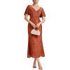 imageEverPretty Womens Gorgeous V Neck Sequin Tulle Short Sleeves Bodycon Maxi Formal Evening Gowns 02370Burnt Orange