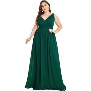 imageEverPretty Womens Bridesmaid Dress VNeck Sleeveless A Line Chiffon Floor Length Formal Dress 09016Green