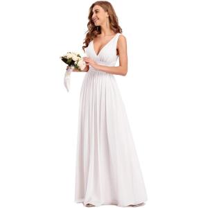 imageEverPretty Womens Bridesmaid Dress VNeck Sleeveless A Line Chiffon Floor Length Formal Dress 09016White