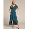 imageEverPretty Womens Formal Dress A Line V Neck Applique Waist Tea Length Wedding Guest Dress 02027Teal