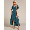 imageEverPretty Womens Formal Dress A Line V Neck Applique Waist Tea Length Wedding Guest Dress 02027Teal