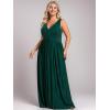 imageEverPretty Womens Glitter Sleeveless V Neck ALine Pleated Waist Evening Gowns 02133Dark Green