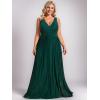 imageEverPretty Womens Glitter Sleeveless V Neck ALine Pleated Waist Evening Gowns 02133Dark Green