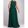 imageEverPretty Womens Glitter Sleeveless V Neck ALine Pleated Waist Evening Gowns 02133Dark Green