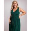 imageEverPretty Womens Glitter Sleeveless V Neck ALine Pleated Waist Evening Gowns 02133Dark Green