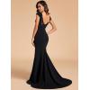 imageEverPretty Womens Sleeveless VNeck Open Back Lace Simple Mermaid Sweep Train Wedding Dress 0171ABlack
