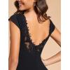 imageEverPretty Womens Sleeveless VNeck Open Back Lace Simple Mermaid Sweep Train Wedding Dress 0171ABlack