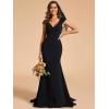 imageEverPretty Womens Sleeveless VNeck Open Back Lace Simple Mermaid Sweep Train Wedding Dress 0171ABlack