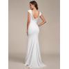 imageEverPretty Womens Sleeveless VNeck Open Back Lace Simple Mermaid Sweep Train Wedding Dress 0171AWhite