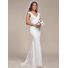 imageEverPretty Womens Sleeveless VNeck Open Back Lace Simple Mermaid Sweep Train Wedding Dress 0171AWhite