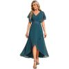 imageEverPretty Womens Formal Dress A Line V Neck Applique Waist Tea Length Wedding Guest Dress 02027Teal