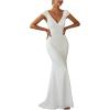 imageEverPretty Womens Sleeveless VNeck Open Back Lace Simple Mermaid Sweep Train Wedding Dress 0171AWhite