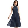 imageEverPretty Womens Summer Halter Sleeveless Pletaed Midi Glitter Formal Evening Gowns 41962Navy Blue