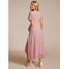 imageEverPretty Womens Chiffon Formal Dresses V Neck Ruffle Sleeves Pleated High Low Summer Wedding Guest DressDusty Rose