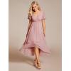 imageEverPretty Womens Chiffon Formal Dresses V Neck Ruffle Sleeves Pleated High Low Summer Wedding Guest DressDusty Rose