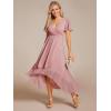 imageEverPretty Womens Chiffon Formal Dresses V Neck Ruffle Sleeves Pleated High Low Summer Wedding Guest DressDusty Rose