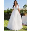 imageEverPretty Womens Lace Short Sleeve V Neck Wedding Dress A Line Floor Length Empire Waist Bridal Gown 02039White
