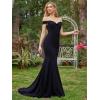 imageEverPretty Womens Off Shoulder Mermaid Wedding Dress Sweep Bridal Gown for Bride with Train 00247Black