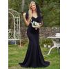 imageEverPretty Womens Off Shoulder Mermaid Wedding Dress Sweep Bridal Gown for Bride with Train 00247Black