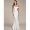 imageEverPretty Womens Off Shoulder Mermaid Wedding Dress Sweep Bridal Gown for Bride with Train 00247White