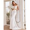 imageEverPretty Womens Off Shoulder Mermaid Wedding Dress Sweep Bridal Gown for Bride with Train 00247White