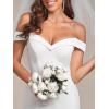 imageEverPretty Womens Off Shoulder Mermaid Wedding Dress Sweep Bridal Gown for Bride with Train 00247White