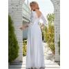 imageEverPretty Womens Round Neck Lace 34 Sleeves Floor Length A Line Wedding Dress 07412PHWhite
