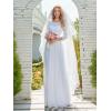 imageEverPretty Womens Round Neck Lace 34 Sleeves Floor Length A Line Wedding Dress 07412PHWhite