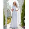 imageEverPretty Womens Round Neck Lace 34 Sleeves Floor Length A Line Wedding Dress 07412PHWhite