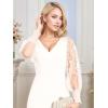 imageEverPretty Womens V Neck Chiffon Embroidered Tulle Long Sleeves Slit Maxi Wedding DressesWhite