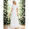 imageEverPretty Womens V Neck Lace Pleated Short Sleeves HiLo Maxi Casual Bridal Dress 01489PHWhite