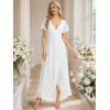 imageEverPretty Womens V Neck Lace Pleated Short Sleeves HiLo Maxi Casual Bridal Dress 01489PHWhite