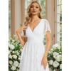 imageEverPretty Womens V Neck Lace Pleated Short Sleeves HiLo Maxi Casual Bridal Dress 01489PHWhite